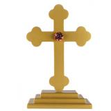 Rosenkreuz, goldfarben,  aus Holz zum Aufstellen